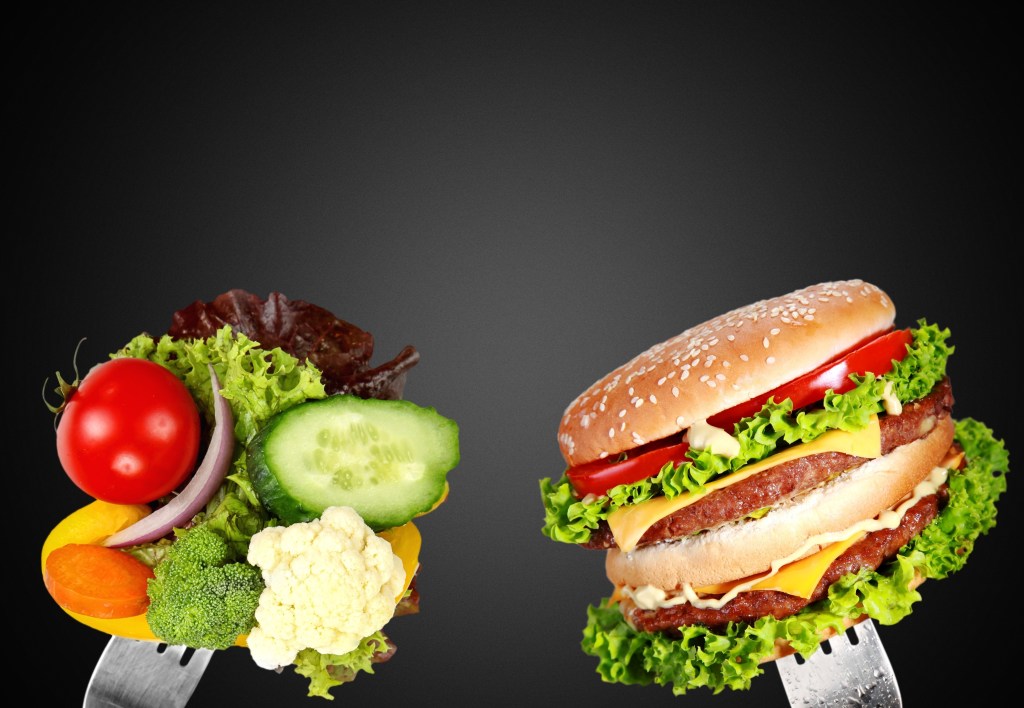Low-carb vs. high-carb food concept