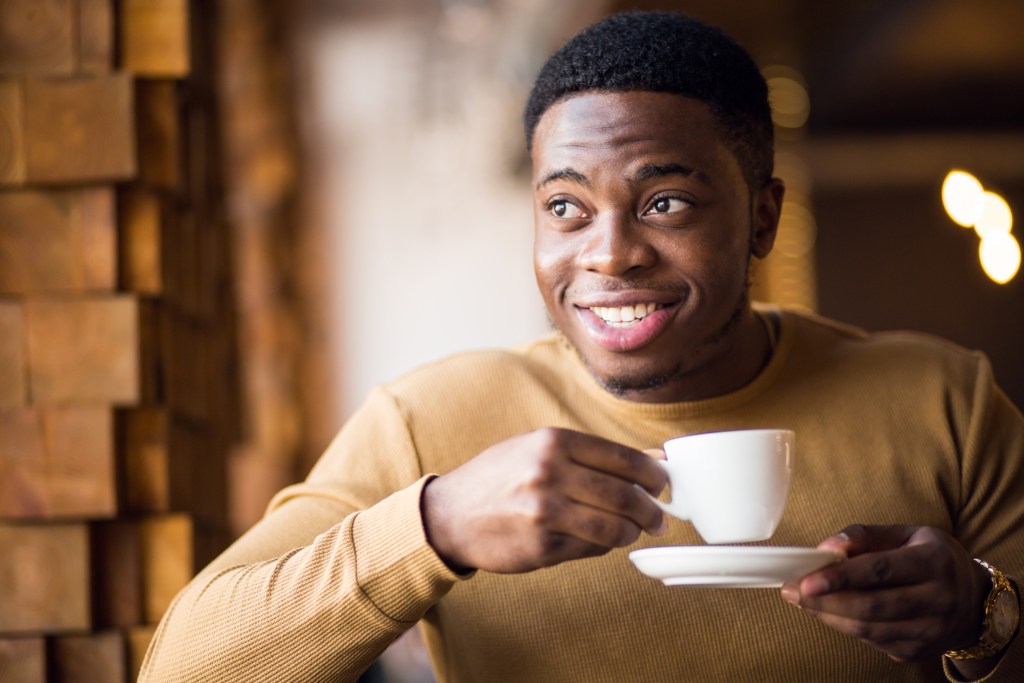 Young man drinking coffee
