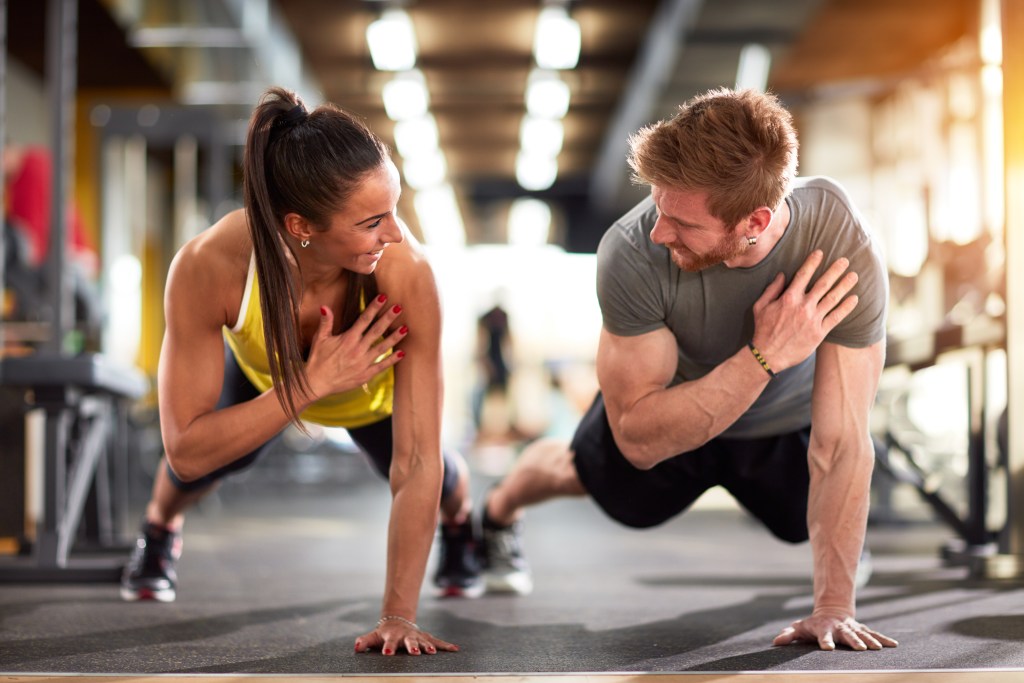 Strong couple working out