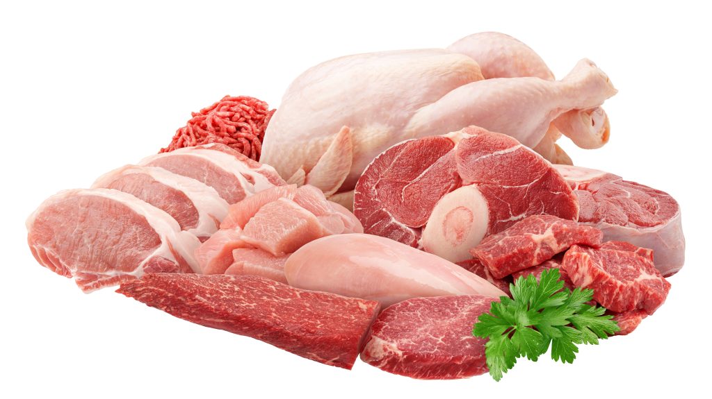 Assorted raw meat