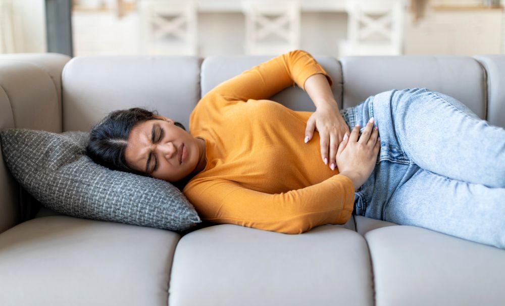 Woman with stomach upset