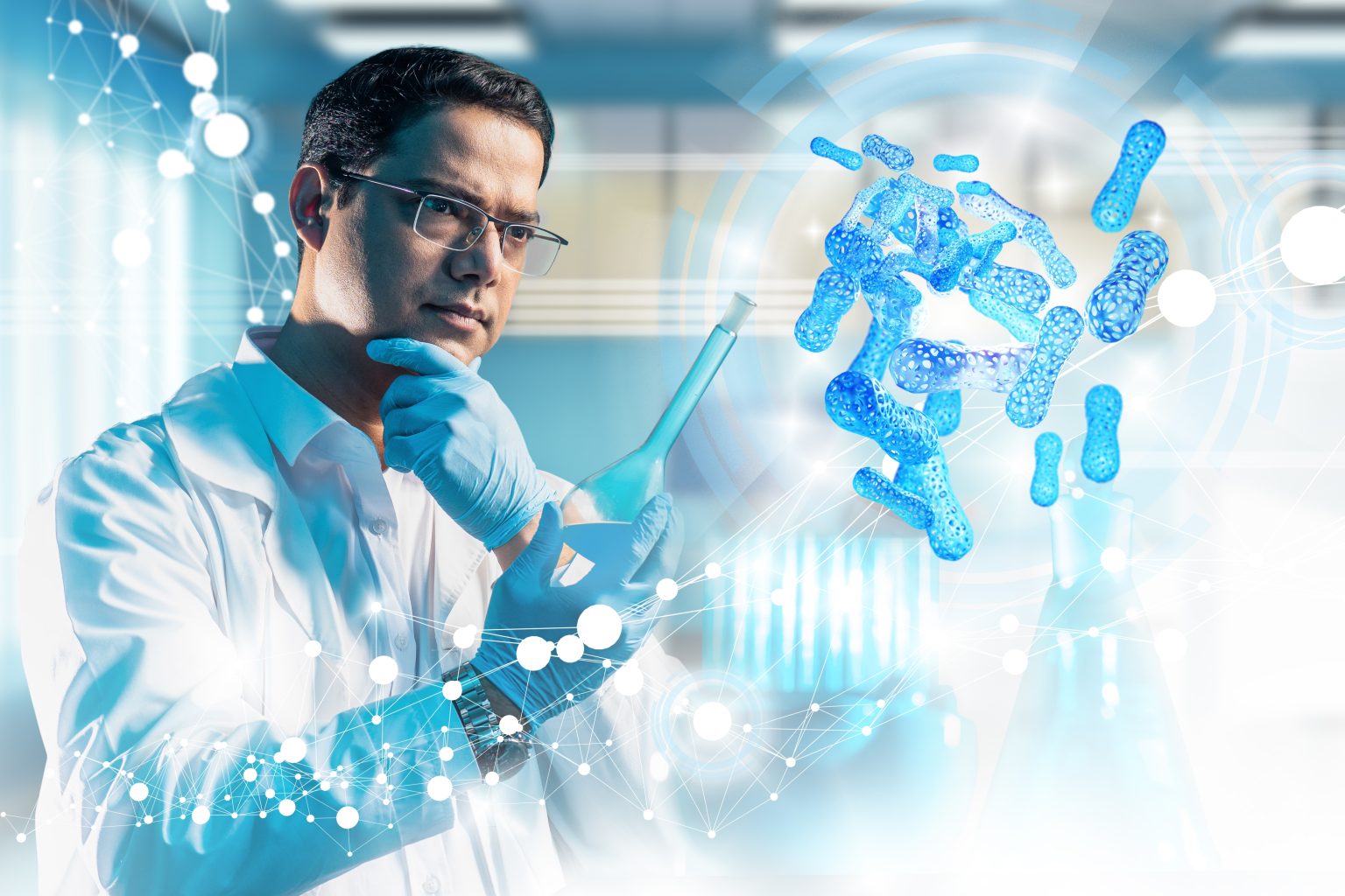 Doctor examining probiotics 