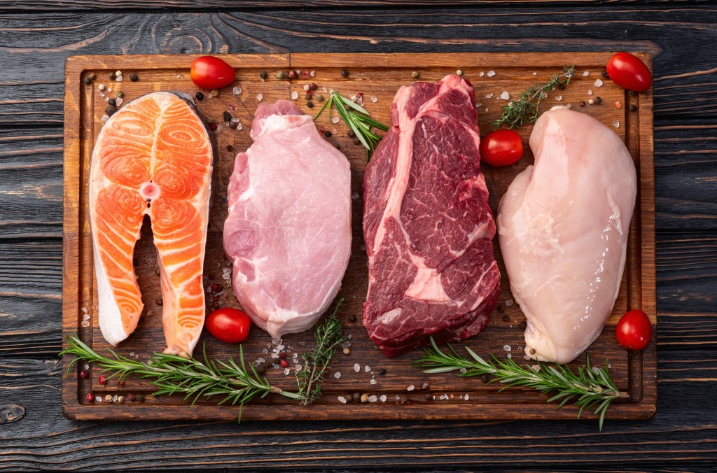 Variety of meat on cutting board&nbsp;