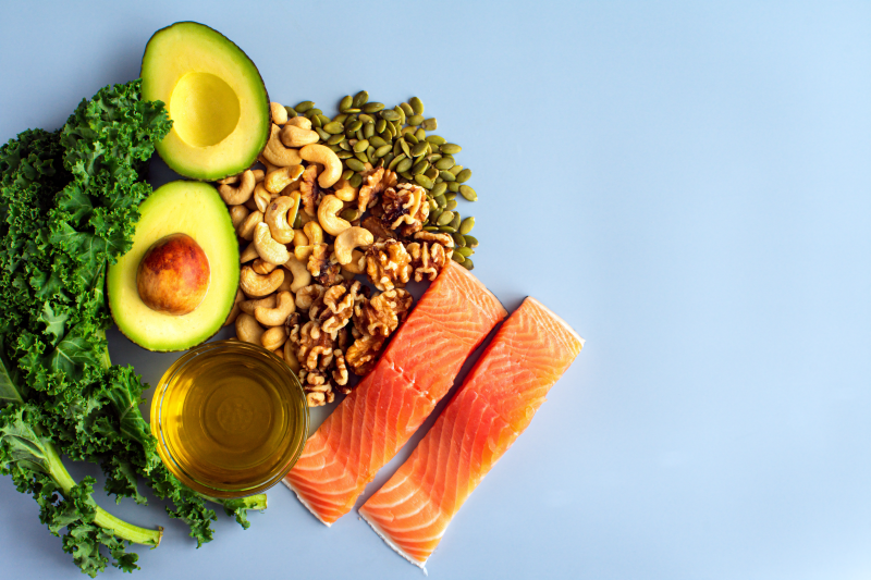 Overhead view of magnesium foods