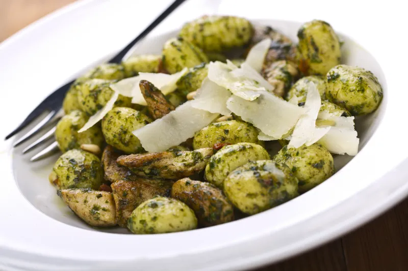 Fresh pesto with gnocchi