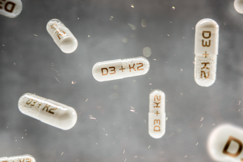 Vitamin D3 and K2 capsules