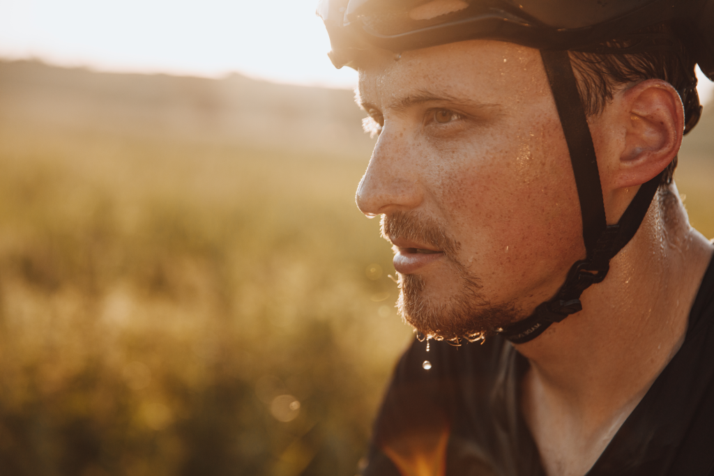Sweating cyclist