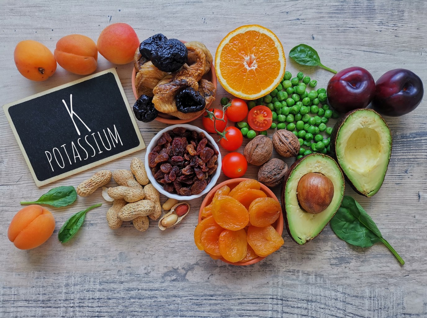Platter of potassium-rich foods