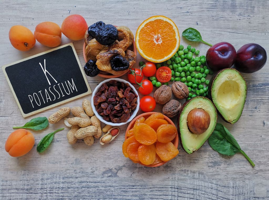 Platter of potassium-rich foods