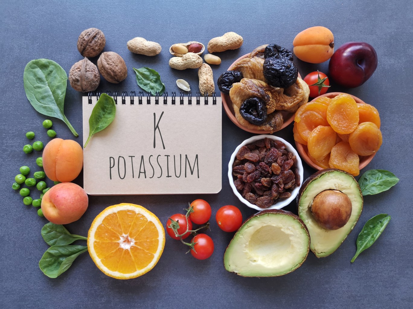 Potassium-rich foods on the table