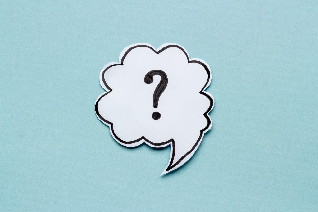 Speech bubble with a question mark