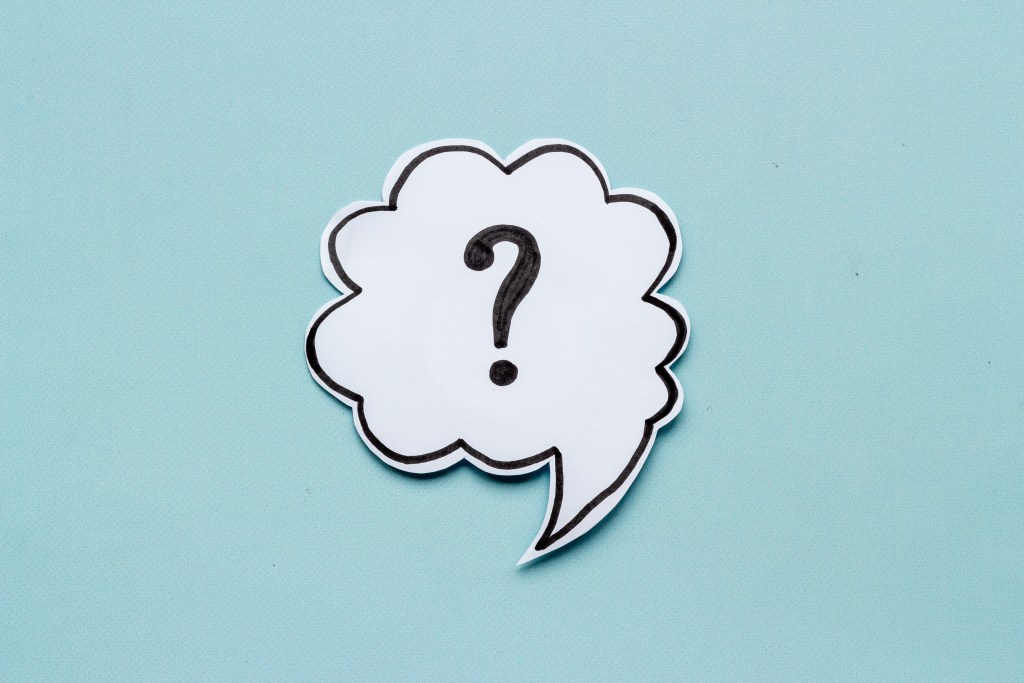 Speech bubble with a question mark