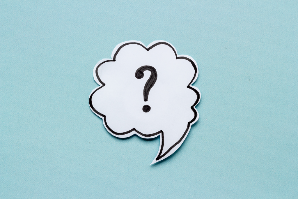 Speech bubble with a question mark