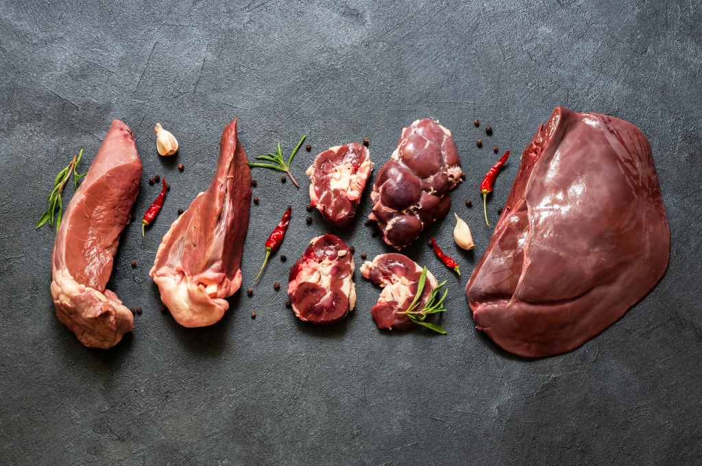 Beef liver, kidney, and heart