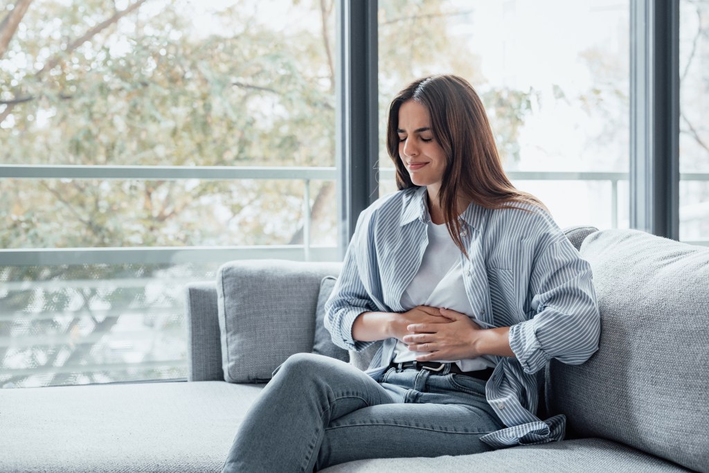 Woman with a stomach ache