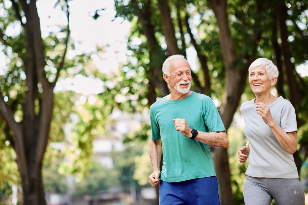 Senior couple exercising