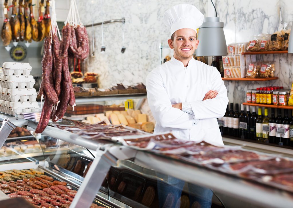 Butcher in shop