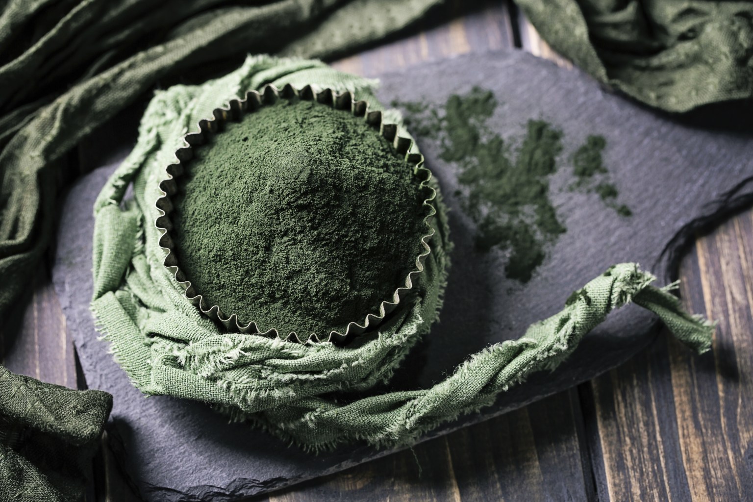 Pile of spirulina powder