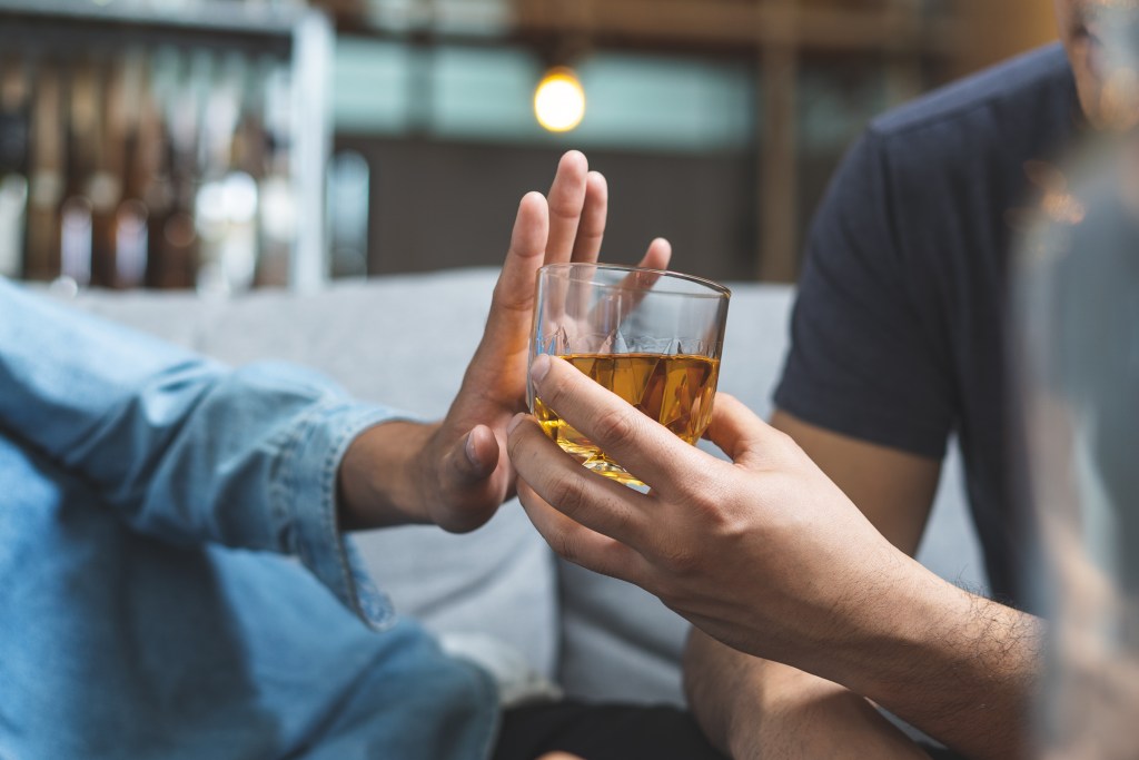 Man refusing alcohol