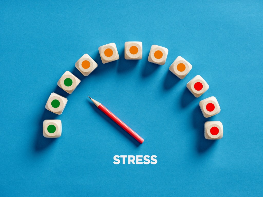 Stress meter pointing to low