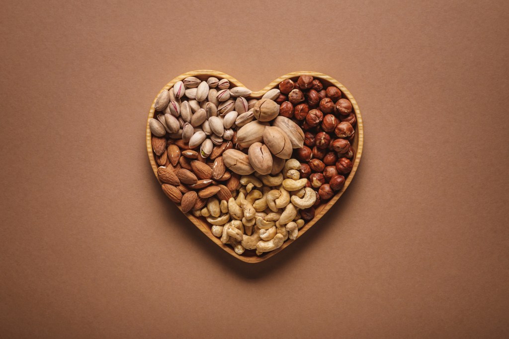 Nuts in heart shape