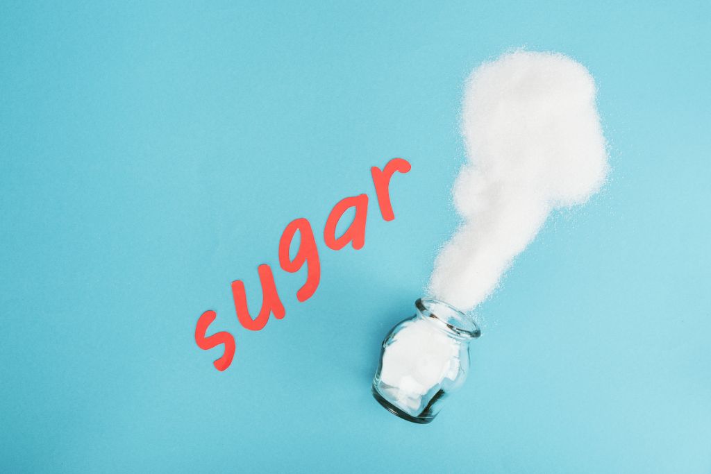 Spilled sugar from a jar
