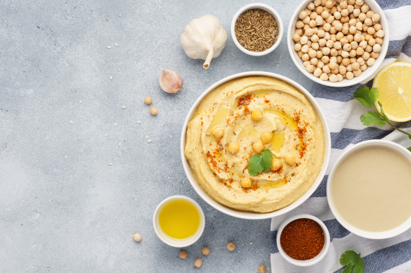 Traditional hummus ingredients