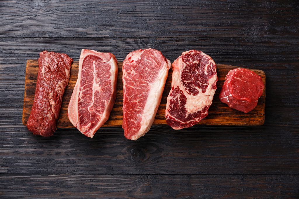 Different cuts of beef
