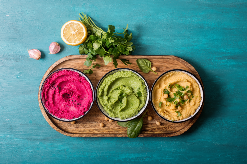 Variety of keto hummus