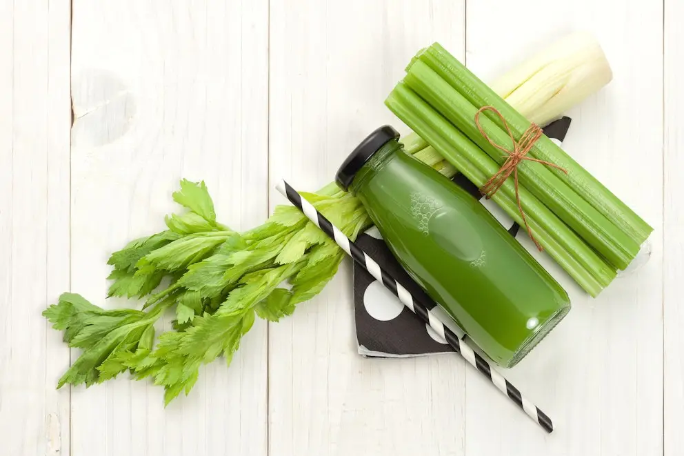 Bottle of fresh celery juice