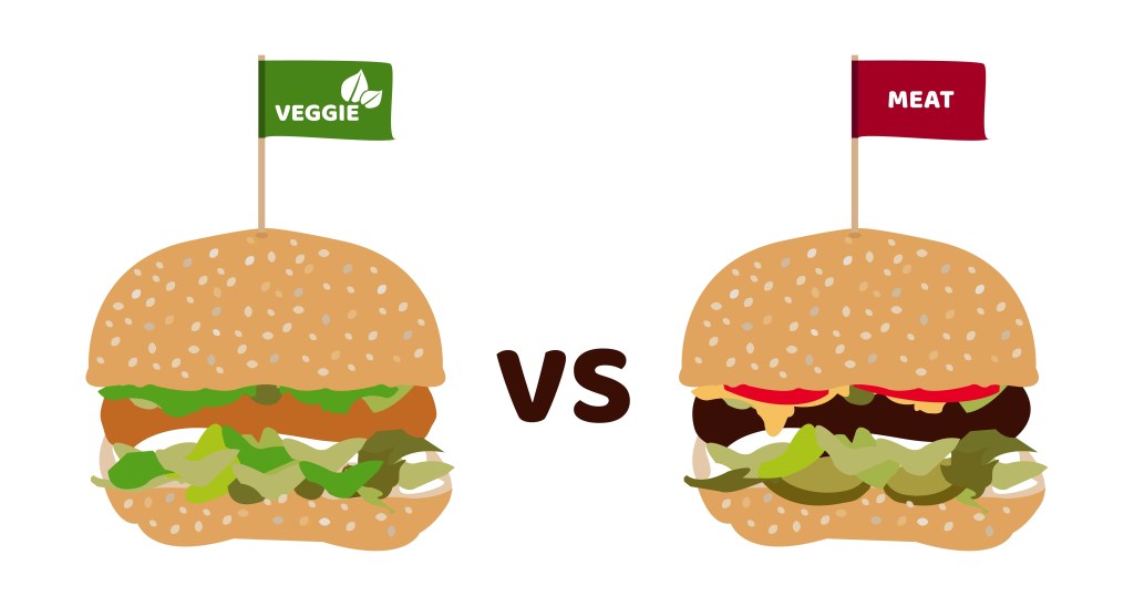 Veggie vs meat burger