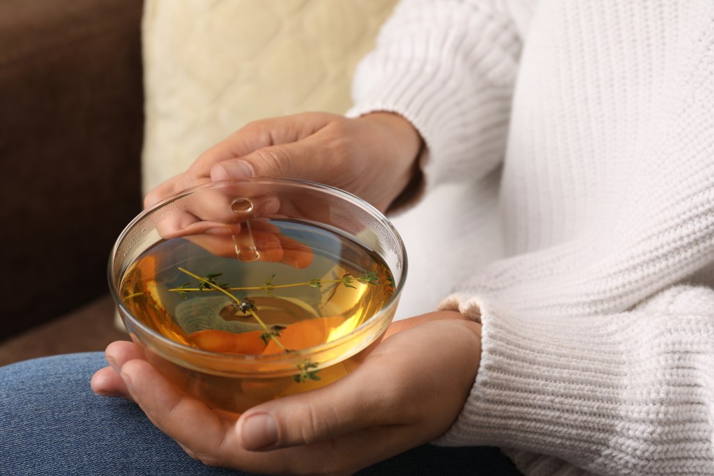 Woman drinking herbal tea