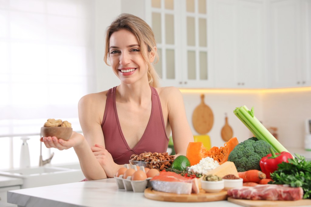 Woman with healthy food