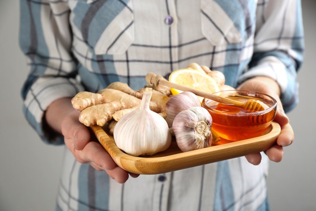 Tray with natural antibiotic foods