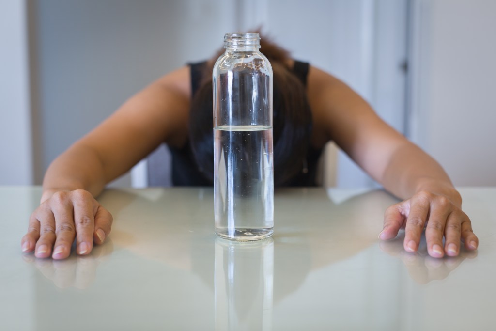 Water bottle on a table