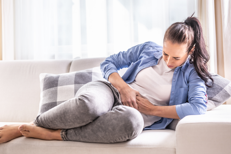 Woman with abdominal pain