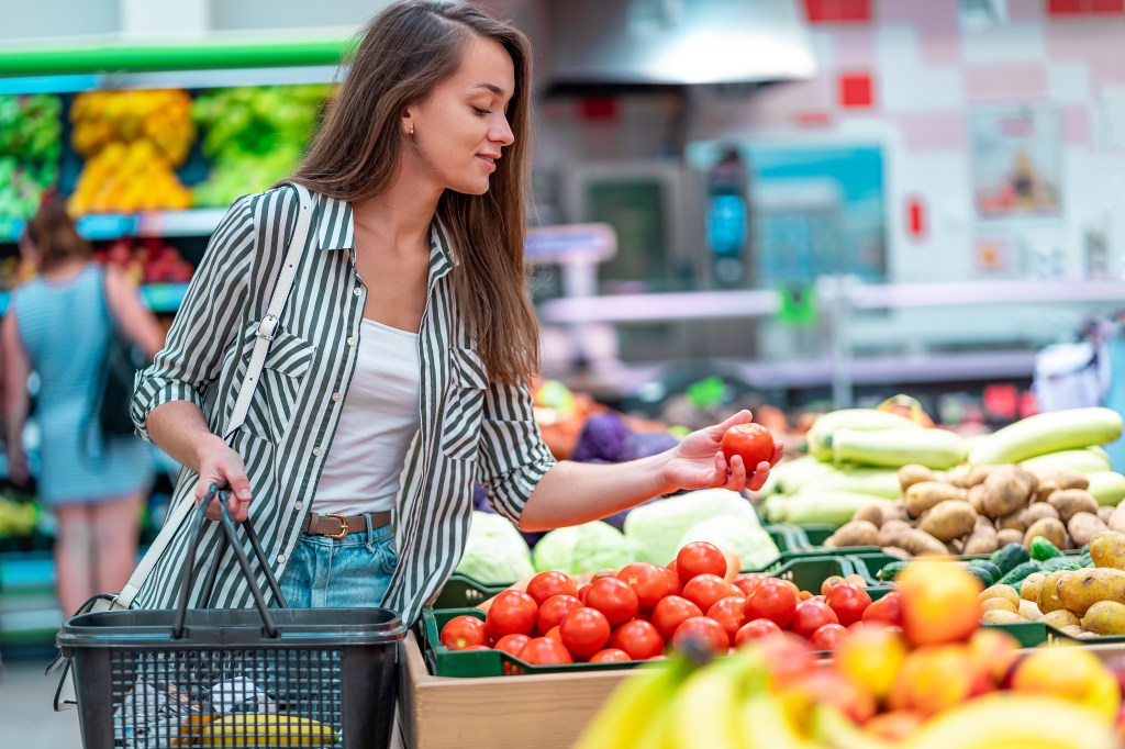 Woman buying groceries