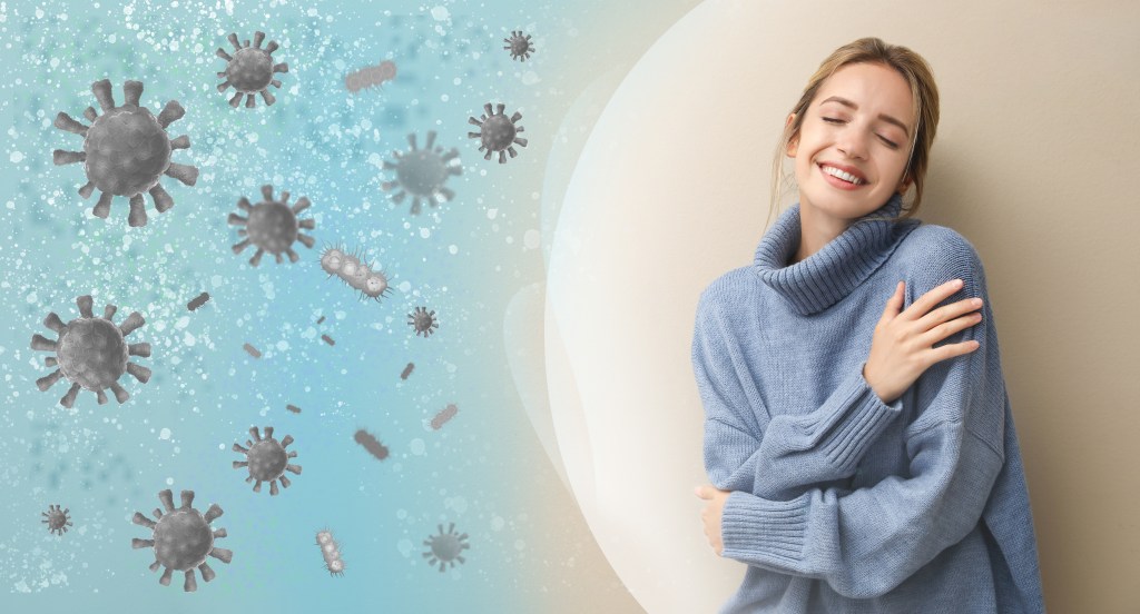 Woman with strong immune system