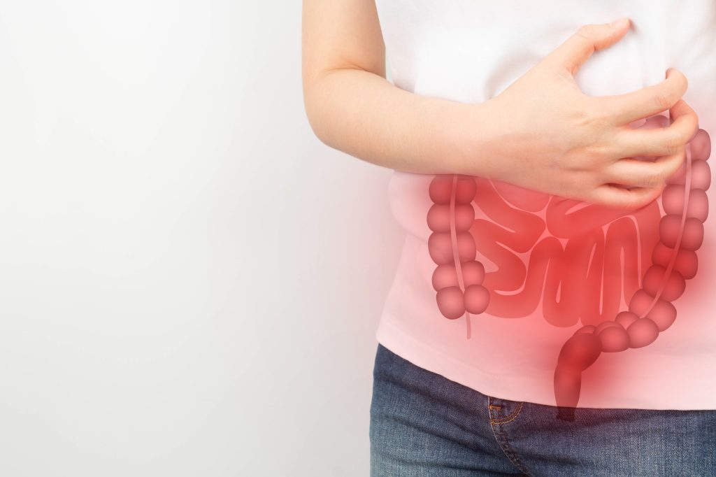 Person suffering from abdominal pain
