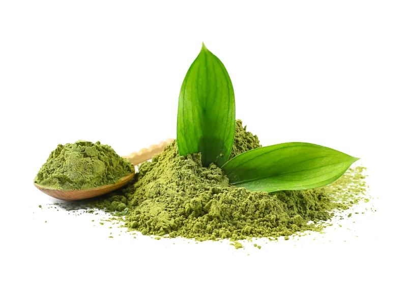 Spoon with matcha powder