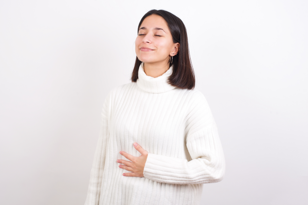 Woman feeling digestive relief