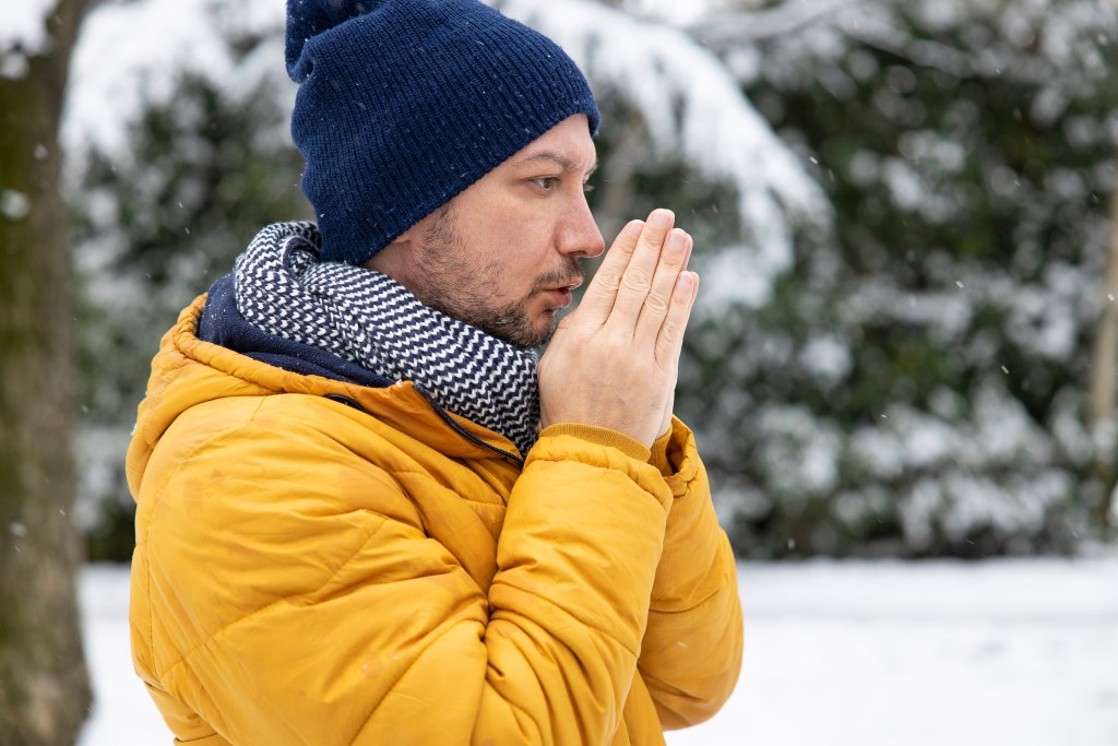 Man wearing a hat and scarf