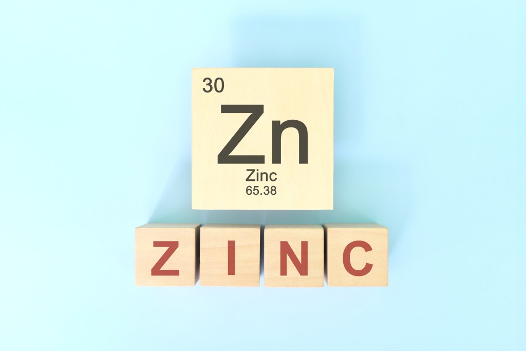 Zinc element symbol on blocks