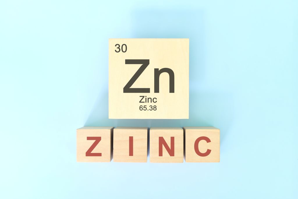 Zinc element symbol on blocks