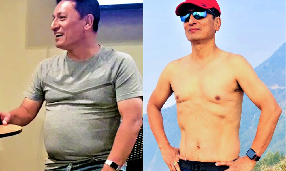 Before and after image of Niranjan Bhasu