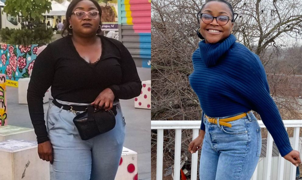 Before and after image of Ezinne Nwugo