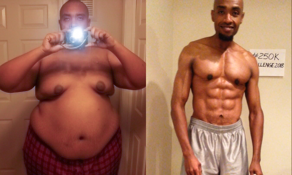 Before and after image of Pascal Rwabukamba