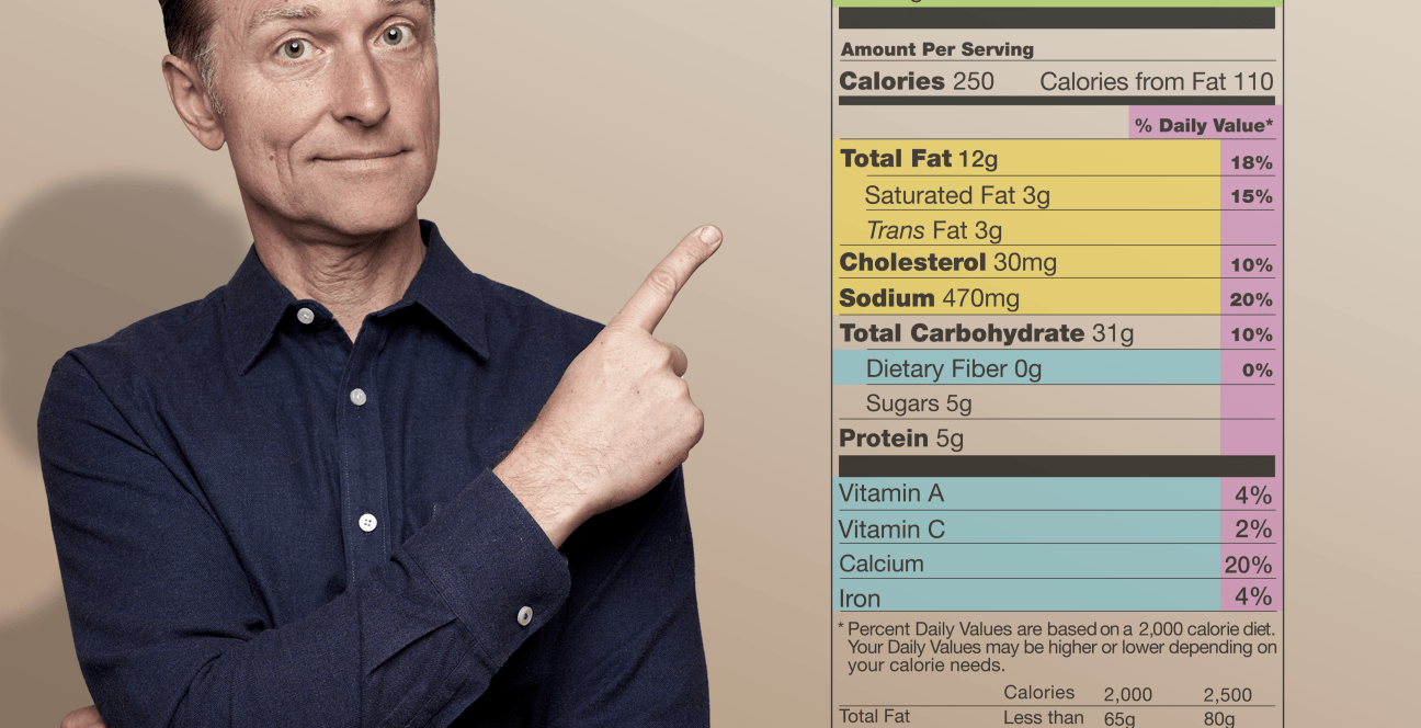Nutrition label with Dr.Berg pointing