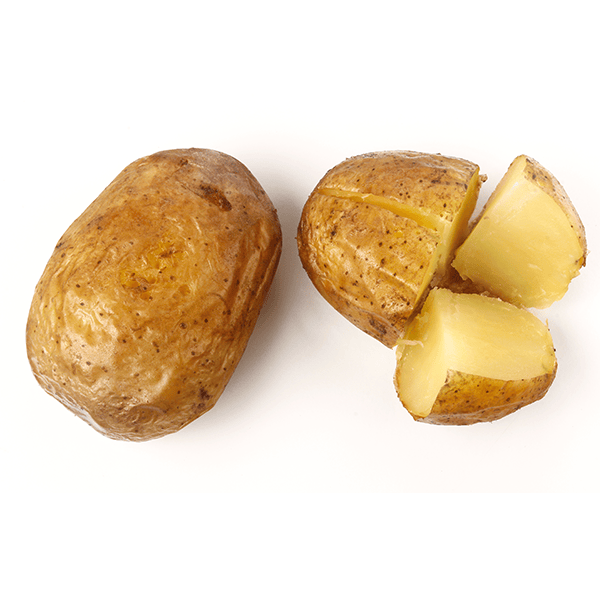 a potato with a cut out piece of food