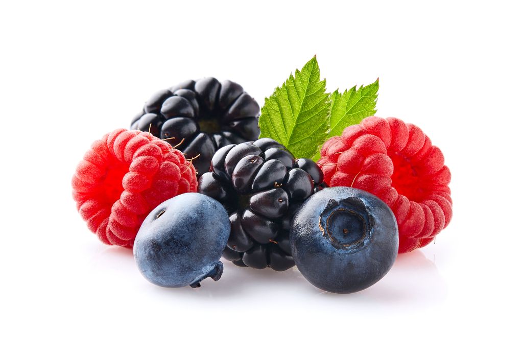 Group of berries with leaves